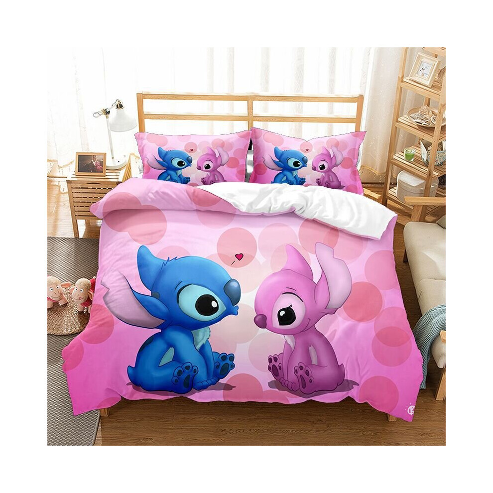 (13, Single) Lilo Stitch Bedding Single Double Duvet Cover Cartoon Print Set
