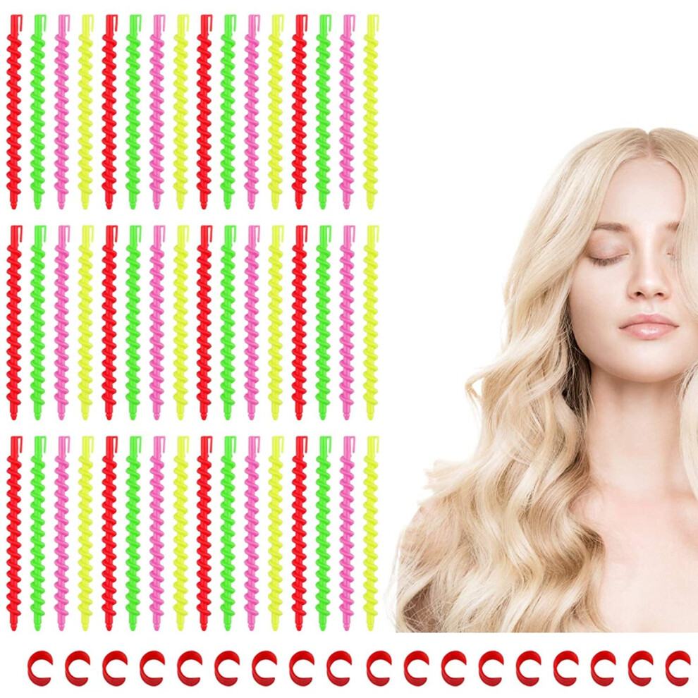 Ledoo 60Pcs Plastic Spiral Hair Perm Hair Care Diy Styling Tools Set Hair Curlers Rollers No Heat Hair Curlers For Women Girls