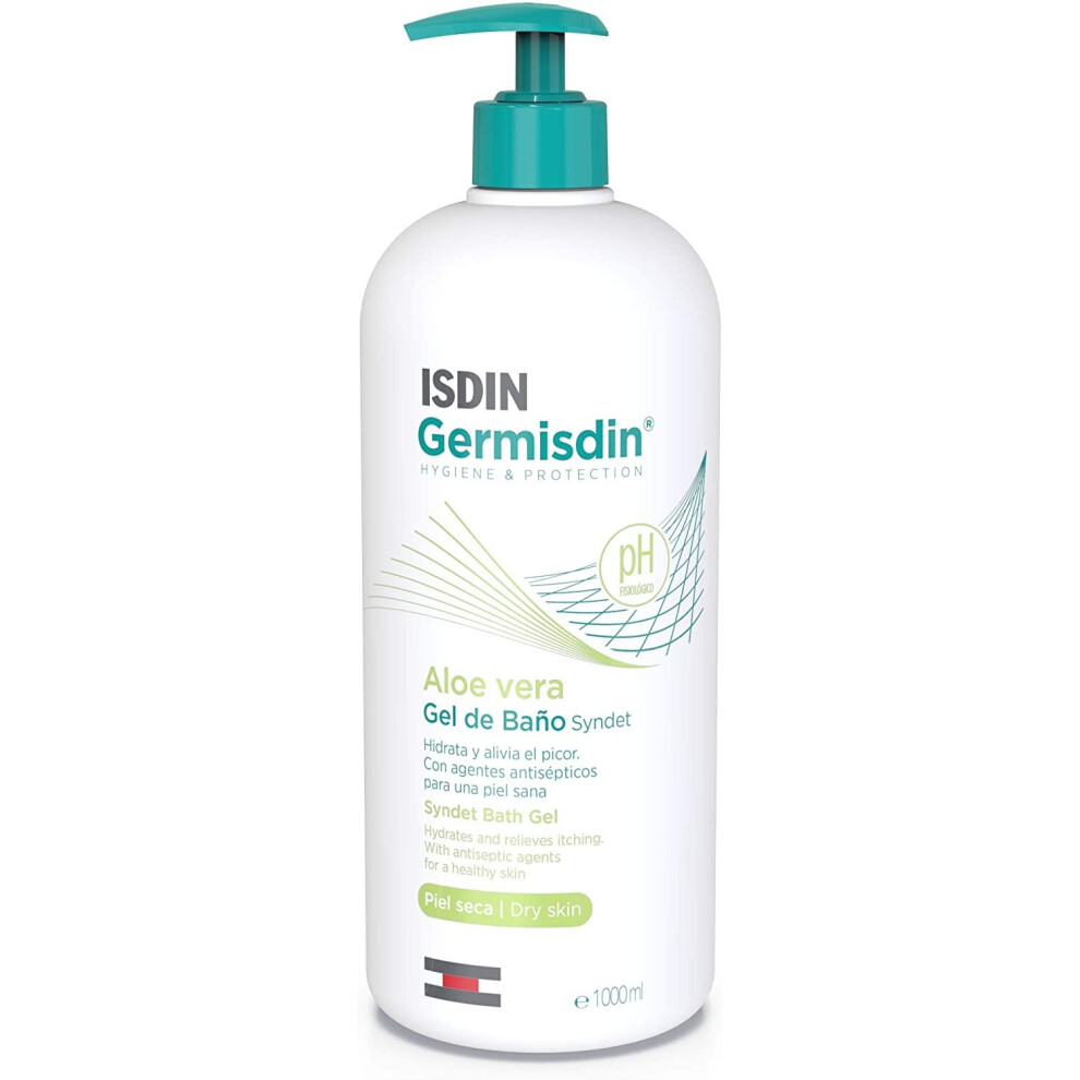 ISDIN Germisdin Aloe Vera Soap-free Antiseptic Shower Gel | Hydrates and relieves itching 1 x 1000ml, 8470002362659