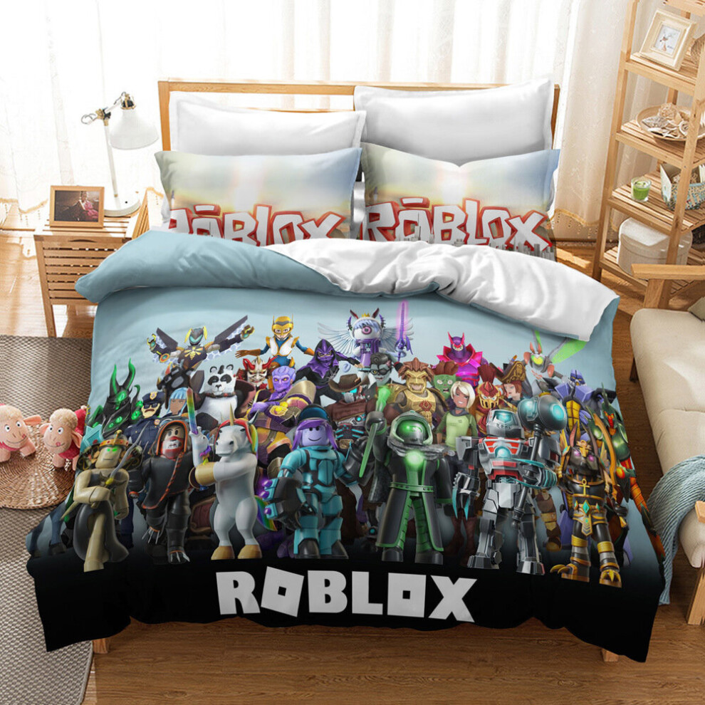(19, Double(200x200 cm)) ROBLOX Bedding Single Double Duvet Cover Cartoon Kids Quilt Cover