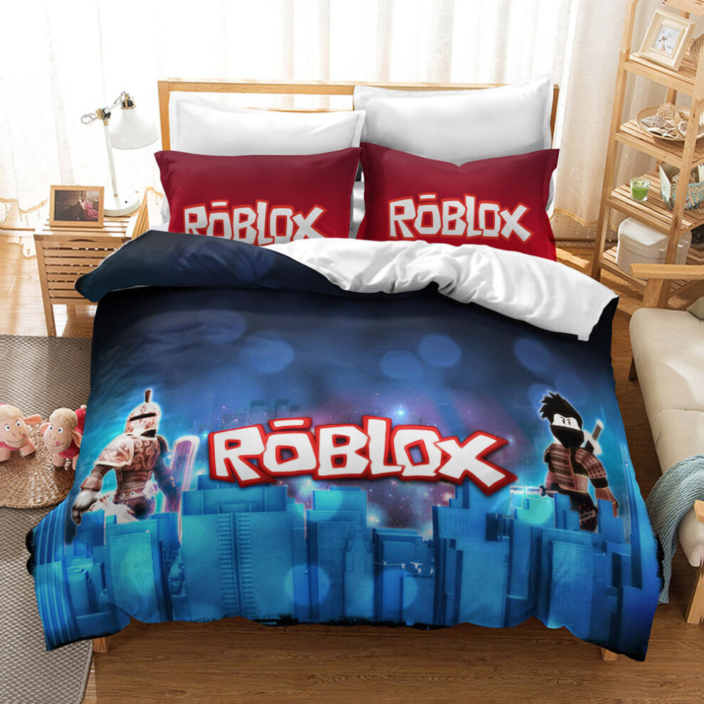 (02, Double(200x200 cm)) ROBLOX Bedding Single Double Duvet Cover Cartoon Kids Quilt Cover