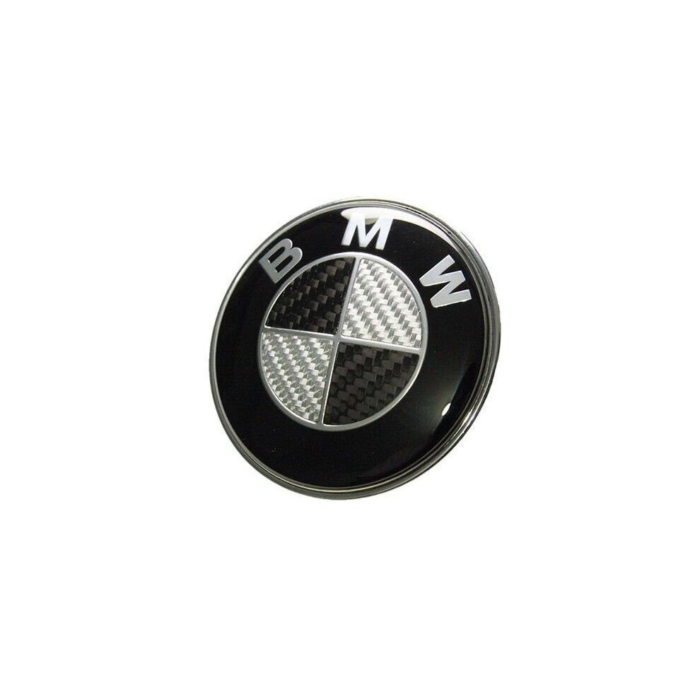 BMW Carbon Fibre Black Rear Boot Lid Badge Emblem 74mm