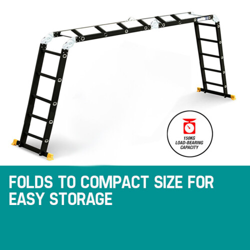 5.7M Aluminium Folding Combination Ladder Multi Purpose Platform 1