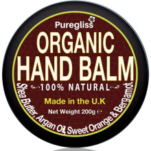 Organic Shea Butter Hand & Body Balm for Very Dry Hands + Argan Oil by NatriGlo -Puregliss |200g| Moisturiser Cream for Dry Skin| Working Hands|