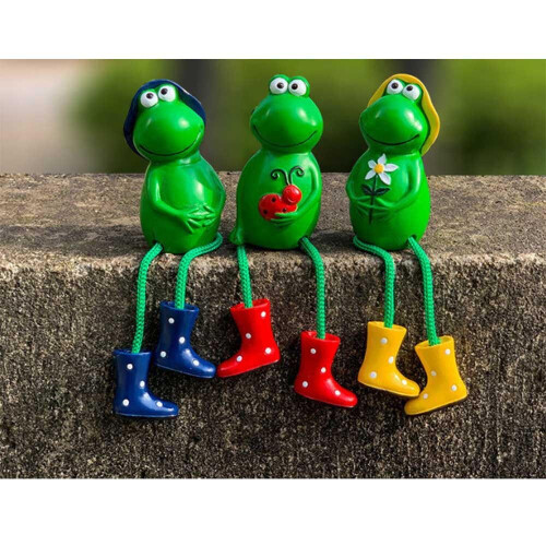 Frog Outdoor Garden Ornaments Sitting Toad Plant Pot Perchers Set Of 3 ...