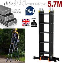 5.7M Aluminium Folding Combination Ladder Multi Purpose Platform