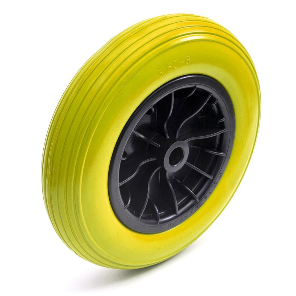 14 Inch 3.50-8 PU Puncture Proof Solid Tyre & Wheel 14'' PU Wheelbarrow Yellow
