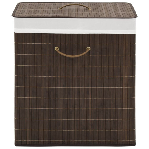 VidaXL vidaXL Bamboo Laundry Bin Rectangular Dark Brown Clothes Storage Cabinet Unit