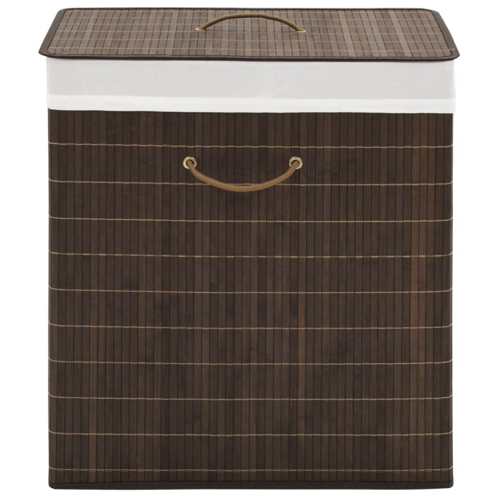 vidaXL Bamboo Laundry Bin Rectangular Dark Brown Clothes Storage Cabinet Unit