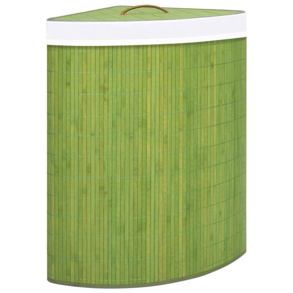 vidaXL Bamboo Corner Laundry Basket Green 60L Washing Clothes Storage Hamper