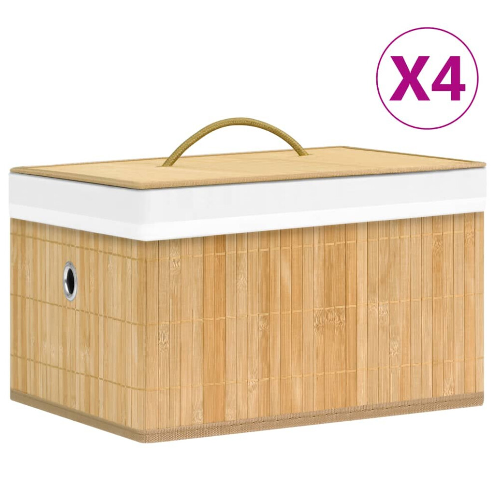 Vidaxl 4X Bamboo Storage Boxes Home Garden Storage Chest Basket Organiser Rack