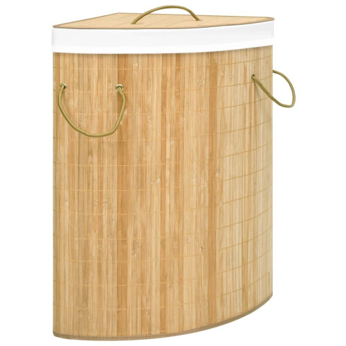 VidaXL vidaXL Bamboo Corner Laundry Basket 60L Washing Clothes Hamper Storage Bin