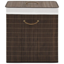 vidaXL Bamboo Laundry Bin Rectangular Dark Brown Washing Clothes Basket Box