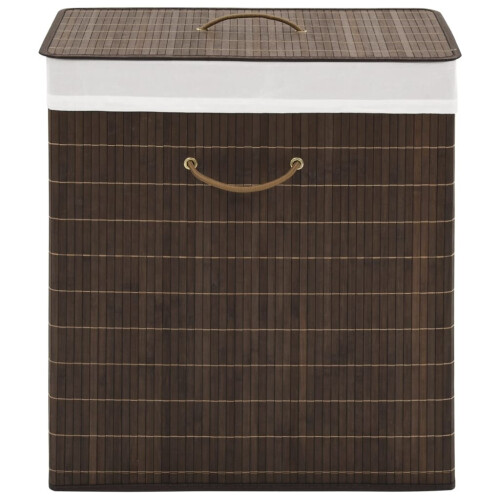 vidaXL Bamboo Laundry Bin Rectangular Dark Brown Washing Clothes Basket Box