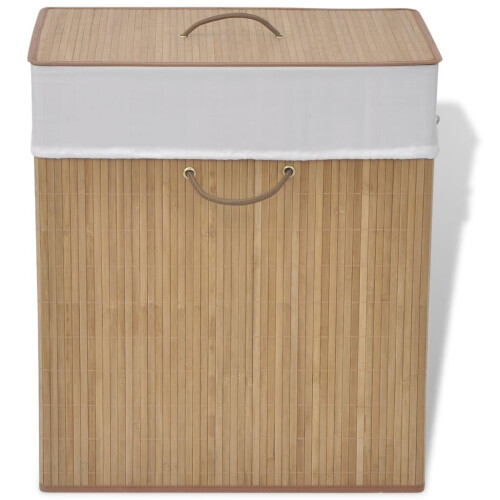 vidaXL Bamboo Laundry Bin Rectangular Natural Washing Clothes Storage Basket