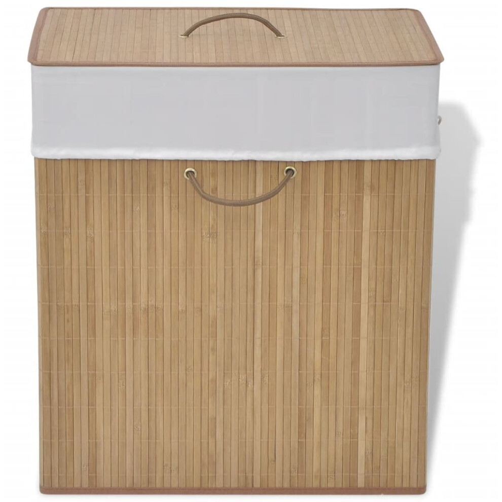 vidaXL Bamboo Laundry Bin Rectangular Natural Washing Clothes Storage Hamper