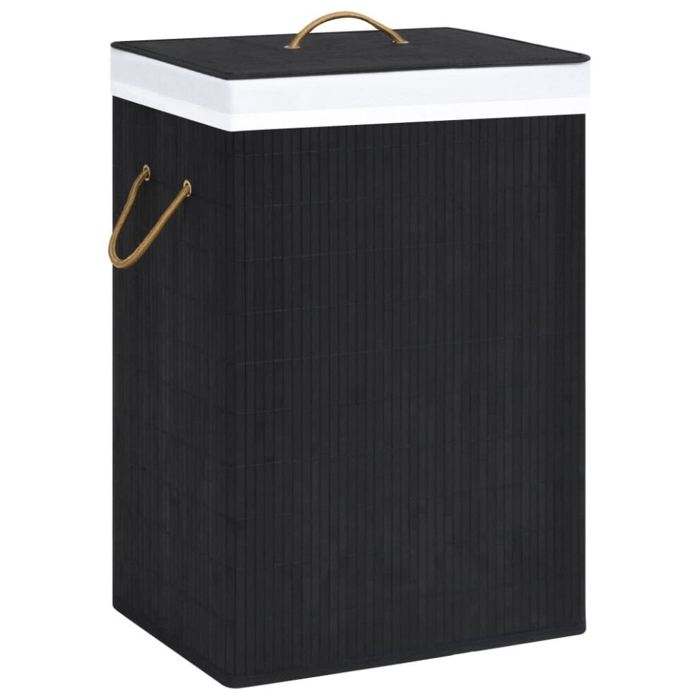 vidaXL Bamboo Laundry Basket Black 72L Home Washing Clothes Hamper Storage Bin