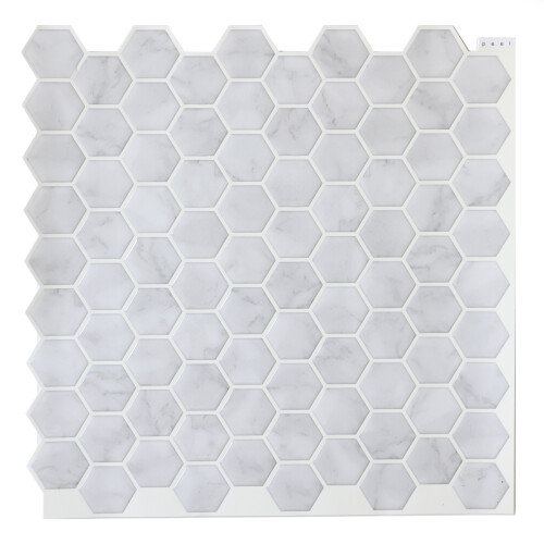 Fine Decor HEXAGON MARBLE GREY 3D epoxy tile stickers (25.4cm x 25.4cm)