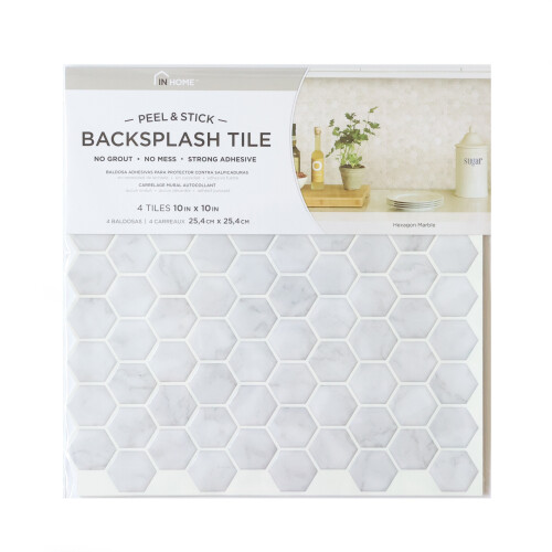 Fine Decor HEXAGON MARBLE GREY 3D epoxy tile stickers (25.4cm x 25.4cm) 1