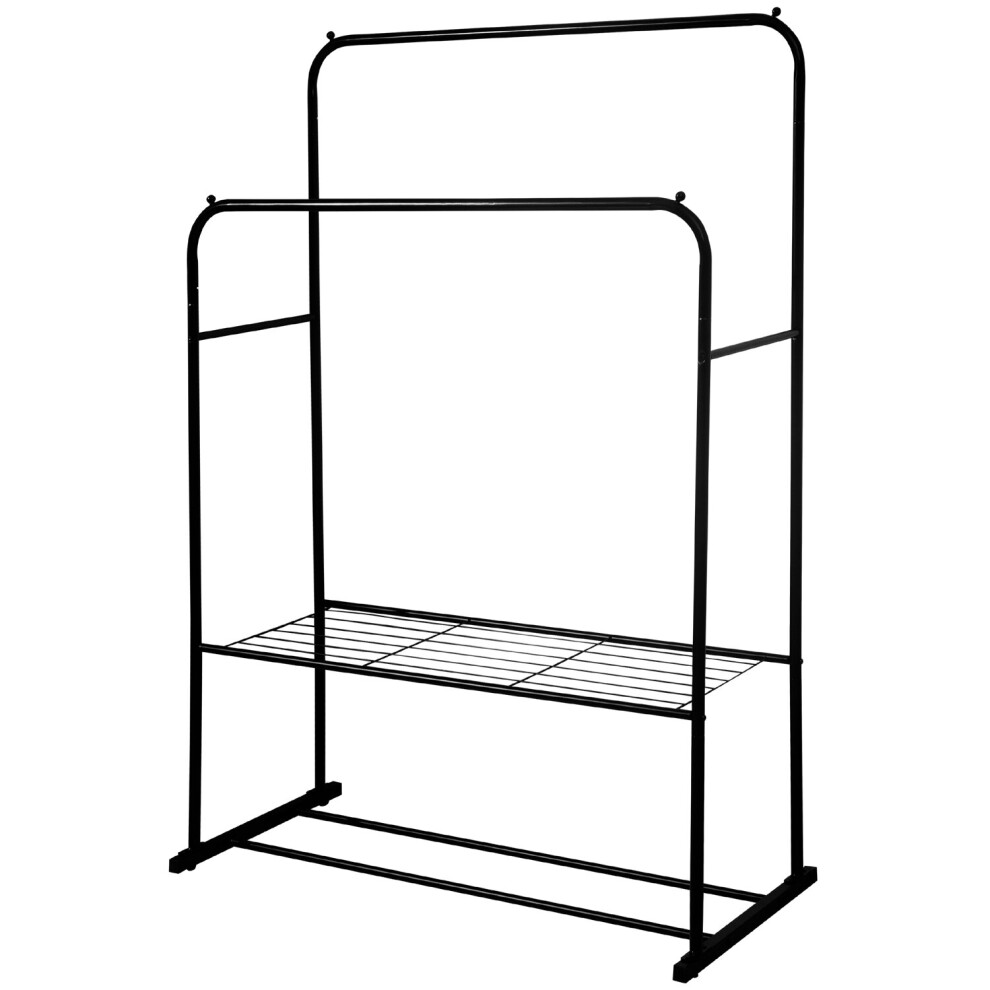 Direct Online Houseware Heavy Duty Double Clothes Rail Garment Rail With Shelf
