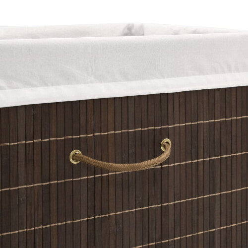 VidaXL vidaXL Bamboo Laundry Bin Rectangular Dark Brown Clothes Storage Cabinet Unit 2