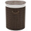 VidaXL vidaXL Bamboo Laundry Bin Oval Dark Brown Clothes Storage Basket Hamper Unit 1