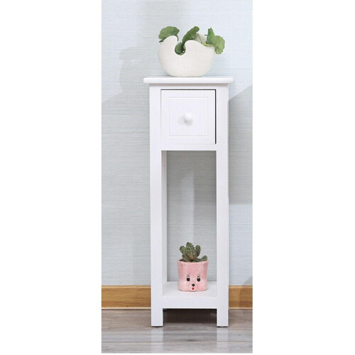 Hampton & Stewart White Bedside Table Slim + Tall