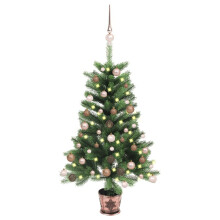 vidaXL Artificial Pre-lit Christmas Tree with Ball Set Artificial Tree Green