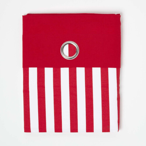 Homescapes (W 117cm x Drop 137 cm, Red) Thick Stripe Ready Made Eyelet Curtain Pair 2