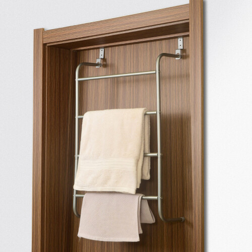 Direct Online Houseware 4 Tier Over the Door Towel Rack in Silver Powder Coating 2