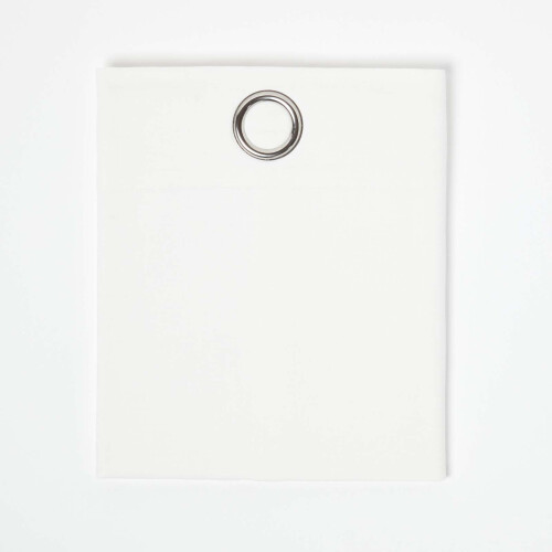 Homescapes (W 137cm x Drop 182cm, Off White) Plain Cotton Eyelet Curtains 1