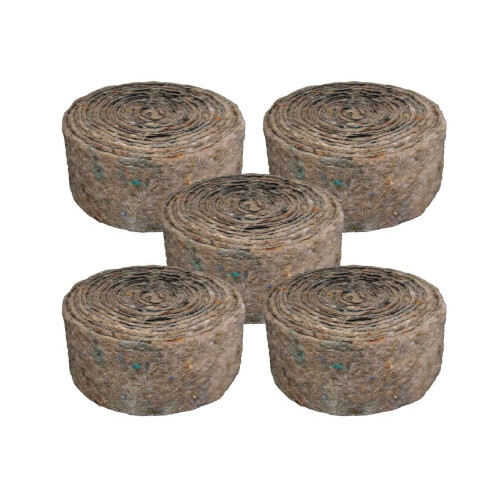 (5) Pipe Insulation Wool Felt Hair Pipe Wrap Lagging 7M Roll 15mm 22mm 28mm