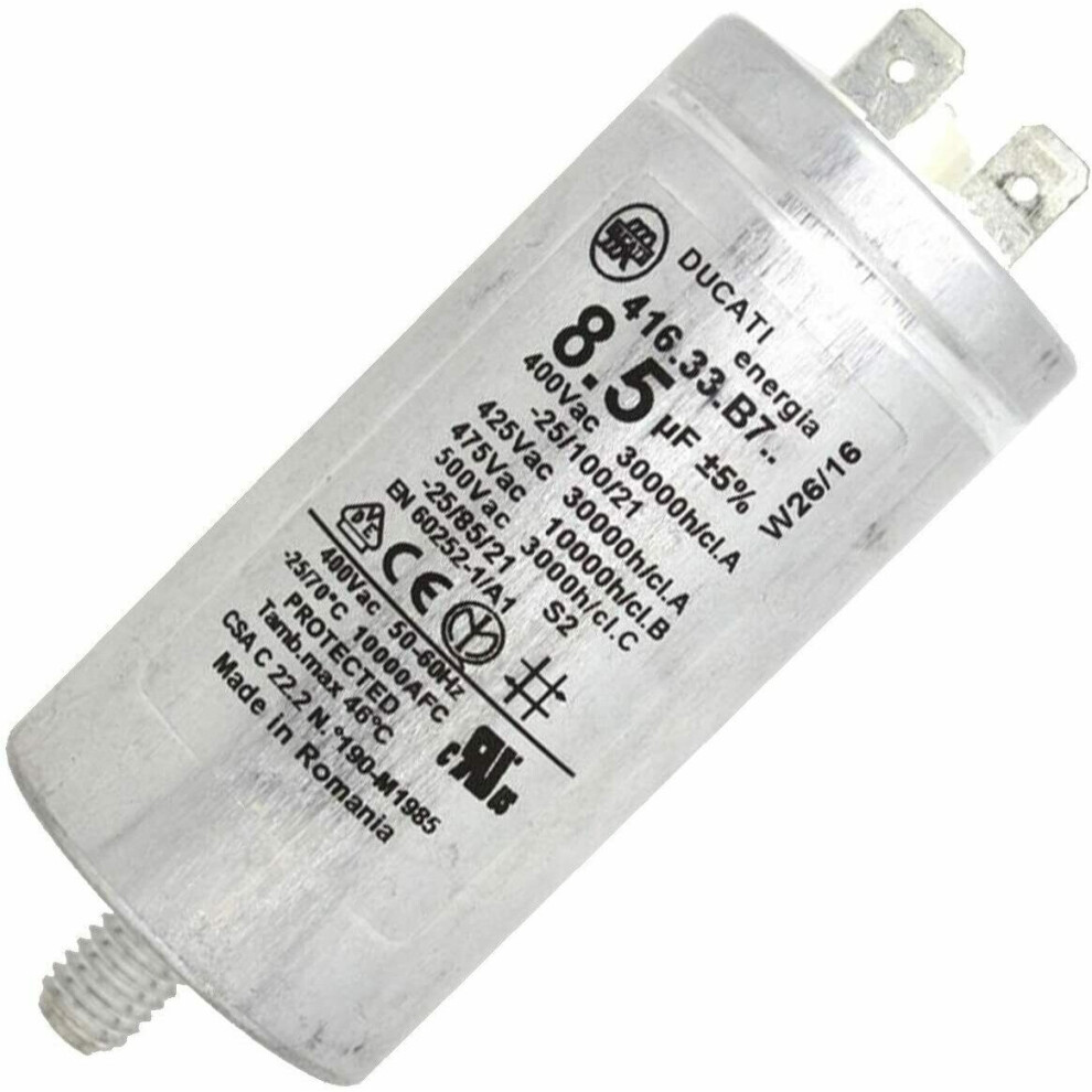 Genuine Indesit Multi-Model Fitting Tumble Dryer Capacitor 8.5Uf