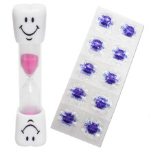 (Pink) Smile Toothbrush Timer & 10 Disclosing Tablets ~ Kids 2 Minute for Dental Plaque