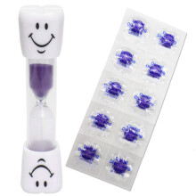 (Purple) Smile Toothbrush Timer & 10 Disclosing Tablets ~ Kids 2 Minute for Dental Plaque