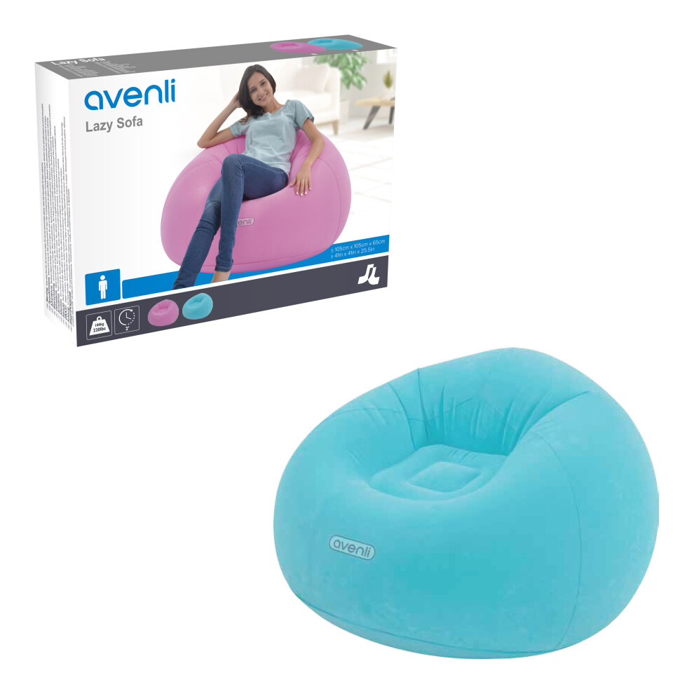 (Blue) Avenli Inflatable Lounge Chairs / Soft Flocked Surface