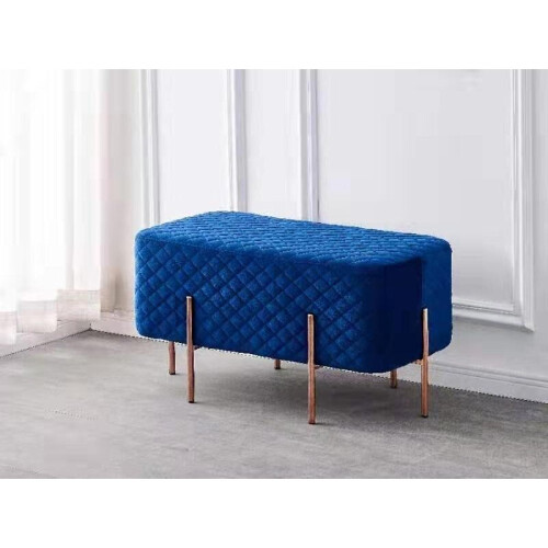 (Blue) Hampton & Stewart Rannoch Velvet Ottoman Bench