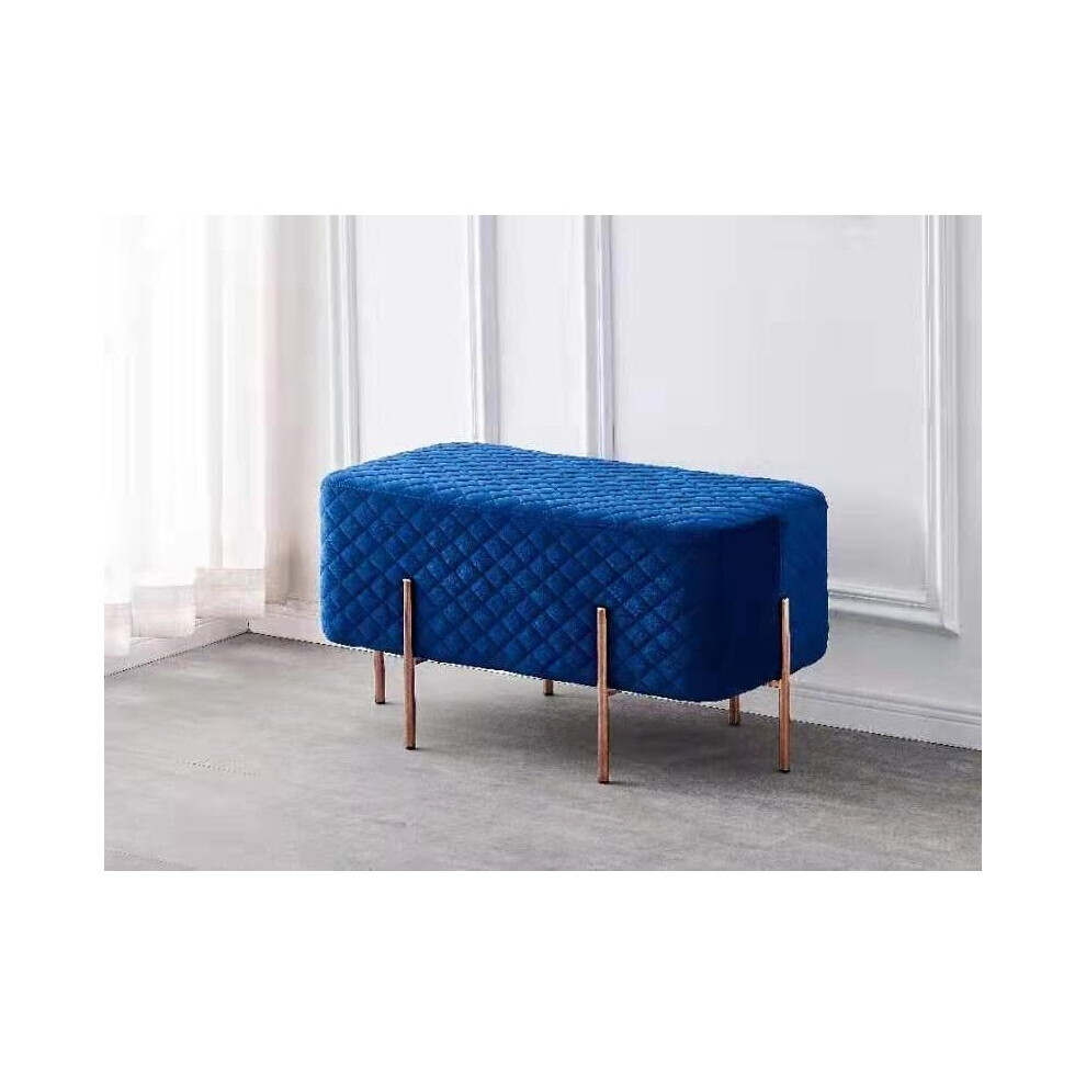 (Blue) Hampton & Stewart Rannoch Velvet Ottoman Bench