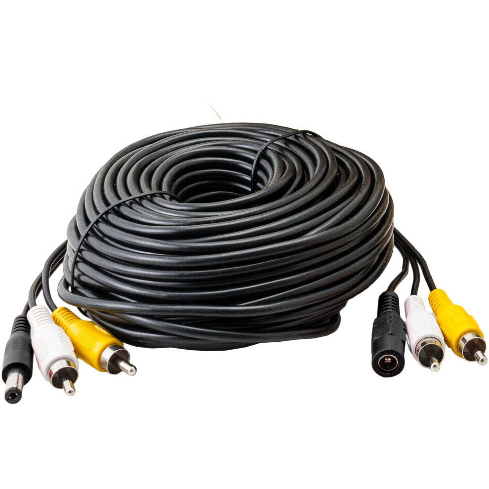 (10M) 3 Way Cable for CCTV with Power, Audio, Video RCA Connectors