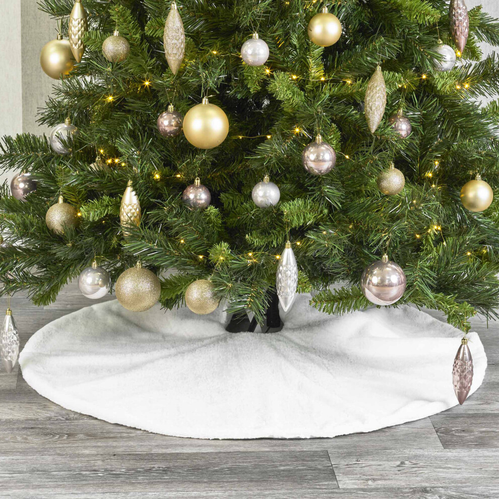 (120cm) White Snow Fleece Christmas Tree Skirt 90cm /120cm