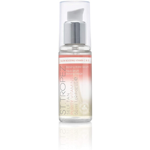St.Tropez Fake Tan, Vitamin D Boosting Self Tan Purity Vitamins Skincare Serum, Clean Vegan Tanning Water Serum, Face Tan with Vitamin C, Hyaluronic