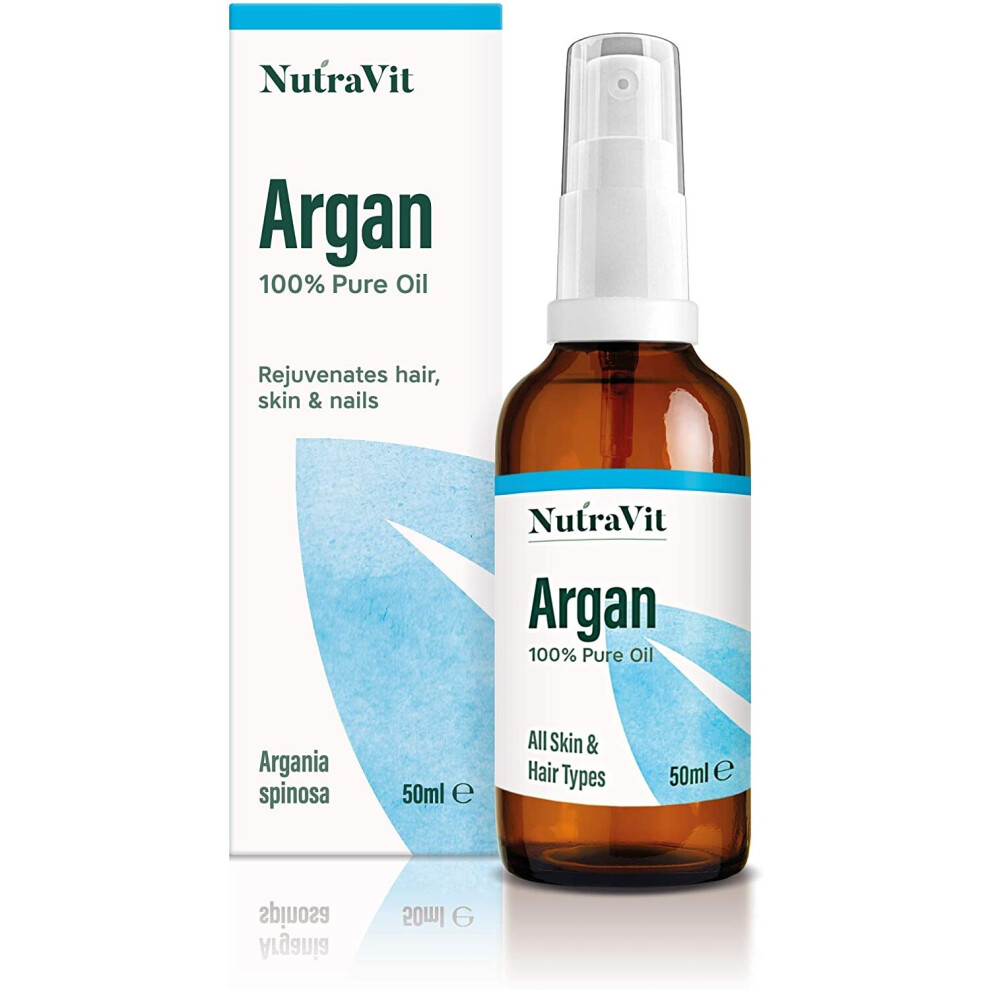 Nutravit - Moroccan Argan Oil | 100% Pure Argan Oil (Argania Spinosa) - 50Ml - Argan Oil For Hair, Skin, Face & Nails - From Morocco - Virgin, Cold