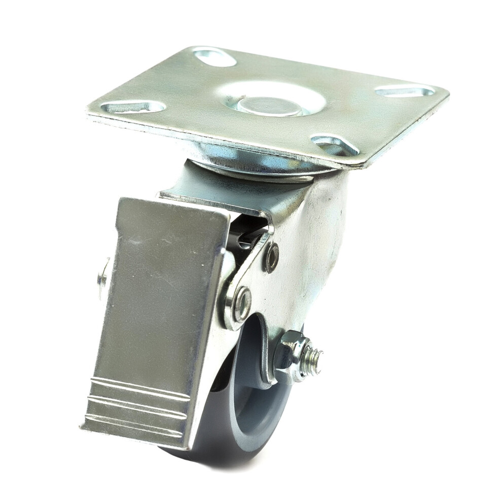 Titan Steel Braked 90 Degree Swivel Castor Wheel 100Kg Pu Tyre Caster Furniture 5055583093739