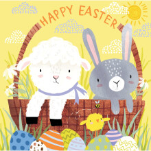 Pack of 5 Cute Bunny & Lamb Easter Cards Mini Happy Easter Greeting Card Packs