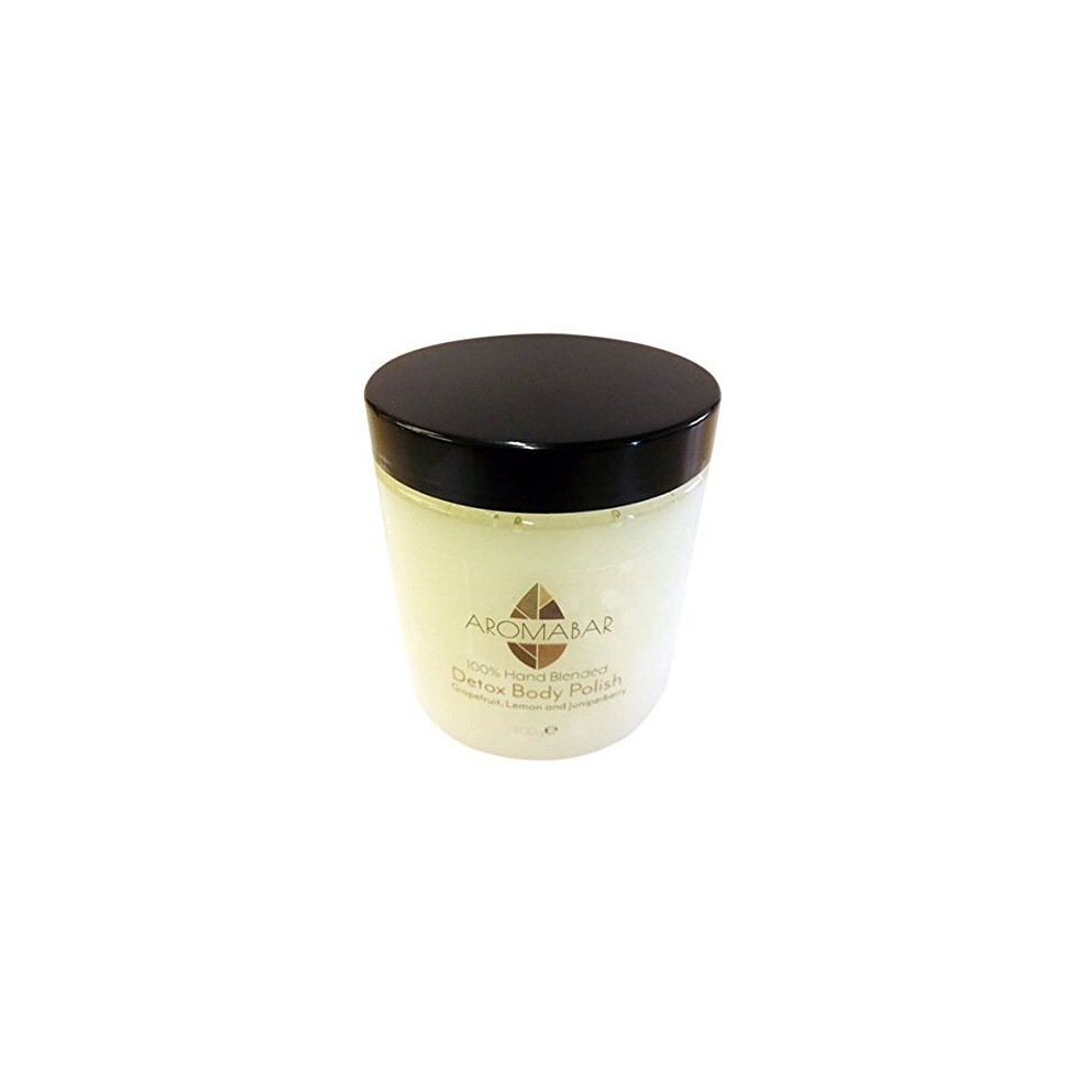 Aromabar Black Detox Dead Sea Salt & Shea Butter Body Polish Scrub 400G Contains Detoxing Grapefruit, Lemon And Juniperberry Pure Essential Oils Paraben Free 100%