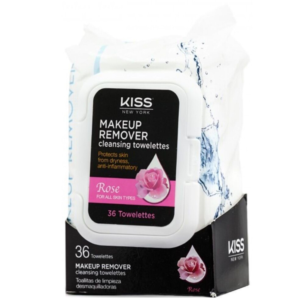 Kiss New York Kiss Makeup Remover Cleansing Towelettes Rose 36'S Facial Cleansing Wipes