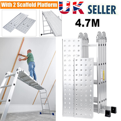 4.7M Multi Purpose Folding Aluminium Heavy Duty Ladder With Platform 1