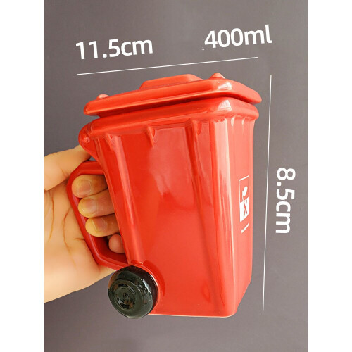 (Blue) 400ml creative mug trash can shape ceramic coffee 1