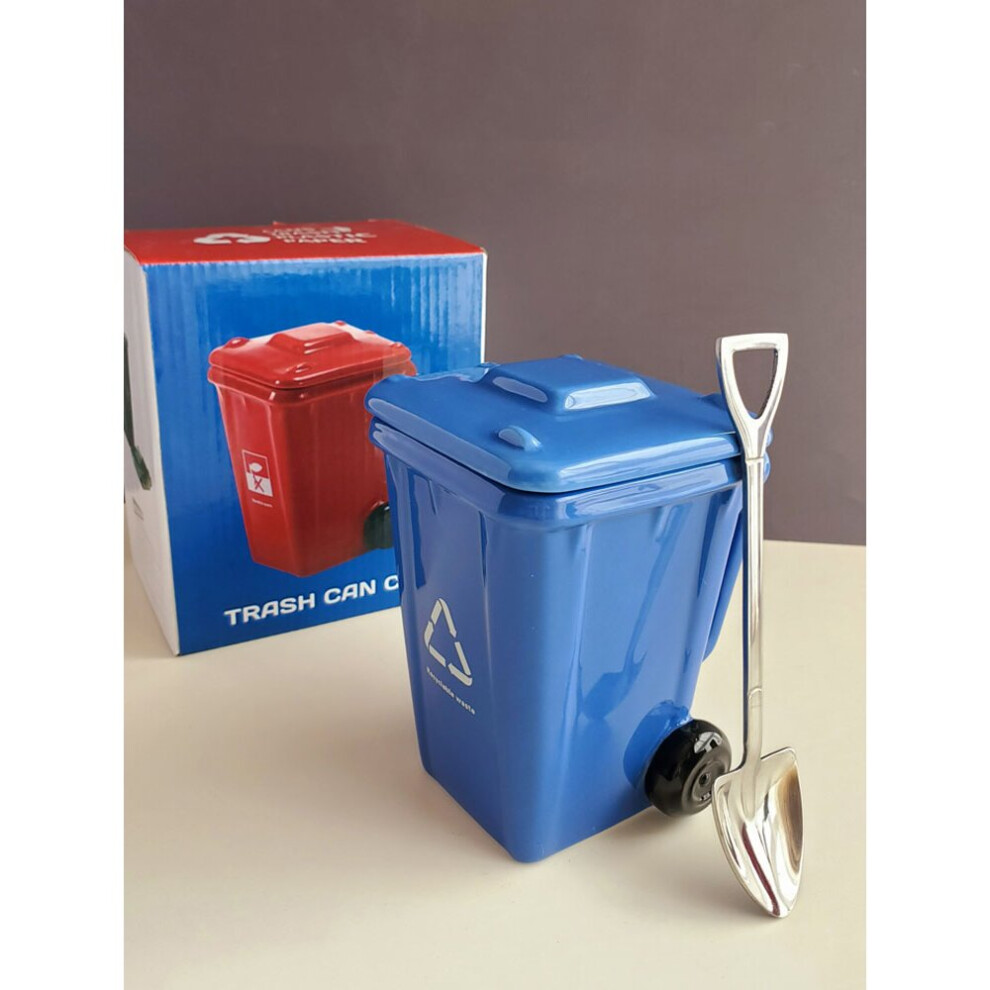 (Green) 400ml creative mug trash can shape ceramic coffee