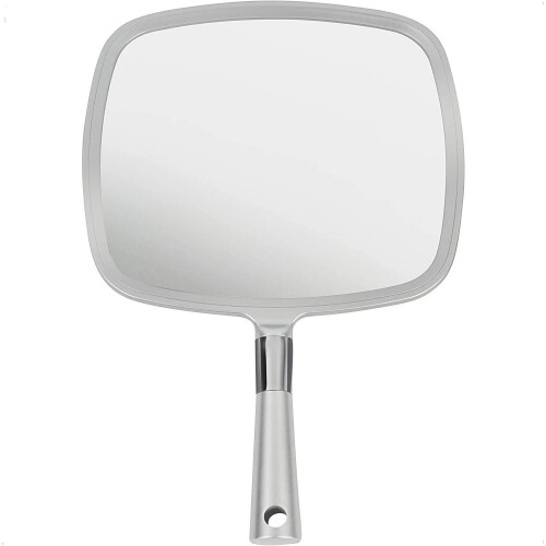 Mirrorvana Large & Comfy Hand Held Mirror with Handle (Silver)